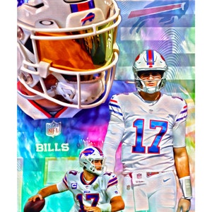 Arte digital de Josh Allen - Arte de fútbol pintado a medida - Retrato de una serie de atletas
