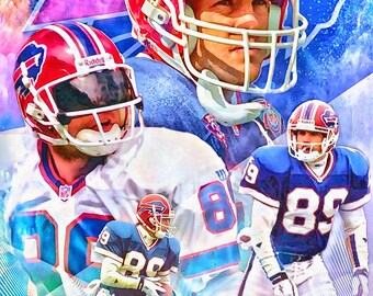 Steve Tasker Buffalo Bills Custom Painted 11x14 Football Art Print - Only ten posters will be printed and signed by the artist