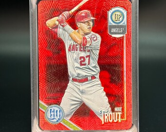 Mike Trout Custom Embossed and Painted Baseball one of one (1/1) Card Art