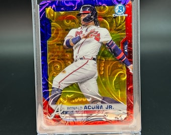 Art de carte peint personnalisé Ronald Acuna Jr. - aquarelle en relief 3D carte de baseball 1/1