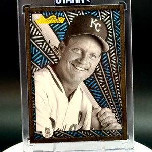 George Brett Custom Card Art, Acrylic Painted, Wood Framed, Studio Baseball 1/1