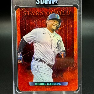Miguel Cabrera, individuell geprägt, mit Alkoholtinte bemalt, Baseball-1/1-Kartenkunst