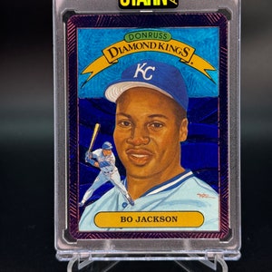 Arte do cartão 1/1 de beisebol personalizado em relevo e pintado em acrílico de Bo Jackson