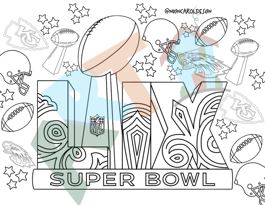 Super Bowl 2025 Coloring Pages printable US Letter Size Etsy