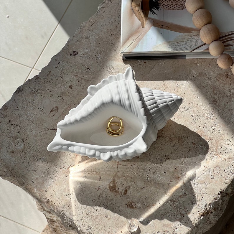 Large Seashell Vessel Candle Handmade Decor Trinket Dish Etsy