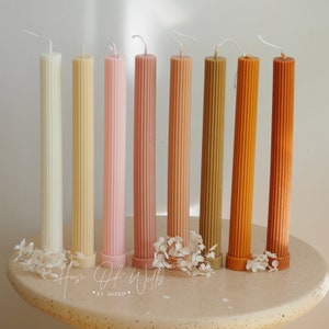 Narrow column pillar | Tall ribbed | candle | candles | pillar candles| wedding | handmade | soy wax | christening | gift |