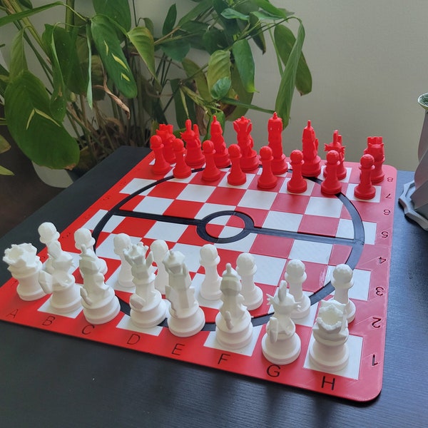 Pokemon chess set | Non-Puzzle | Pokemon themed 3D-Printed chess board and pieces | Pokeball