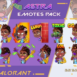 Astra Valorant Emotes: Twitch/Discord Streamer Emote Pack (Digital Download)