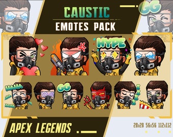 Caustic Apex Legends Emotes, Twitch/Discord Streamer Emote Pack (Digital Download)