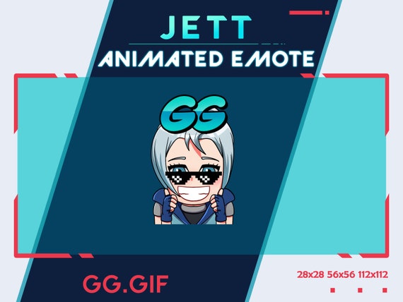 Jett GG Animated Emote: Valorant Twitch/Discord Streamer Pack (Digital Download)