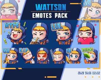 Wattson Apex Legends Emotes: Twitch/Discord Streamer Pack (Digital Download)
