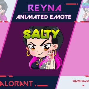 Salty Reyna Valorant Animated Emote: Twitch/Discord/YouTube (Digital Download)