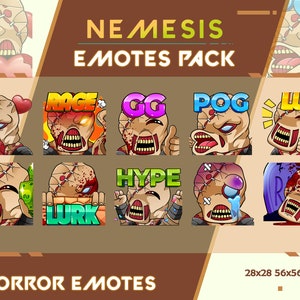 Nemesis Emotes Pack, Dead by Daylight Twitch Emotes, Streamer Emotes, Youtube Discord Emote Pack, Horror Nemesis Dbd Emotes