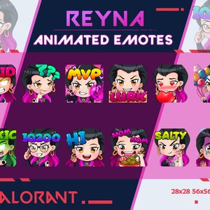 Reyna Valorant Animated Emotes: Twitch/Discord Streamer Pack (Digital Download)