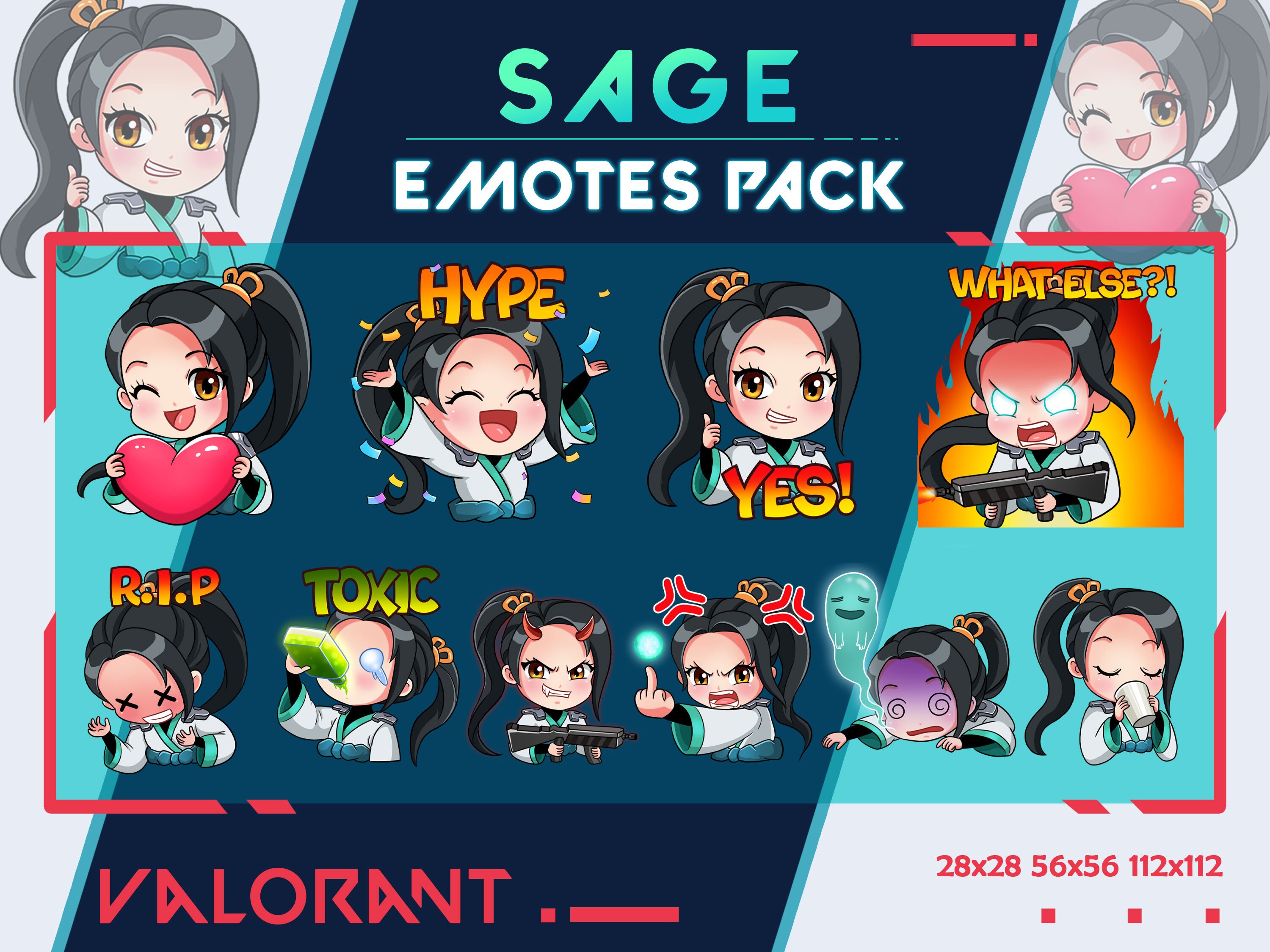 Valorant Emotes Pack: 5 Agents, 50 Twitch Streamer Emotes (digital ...