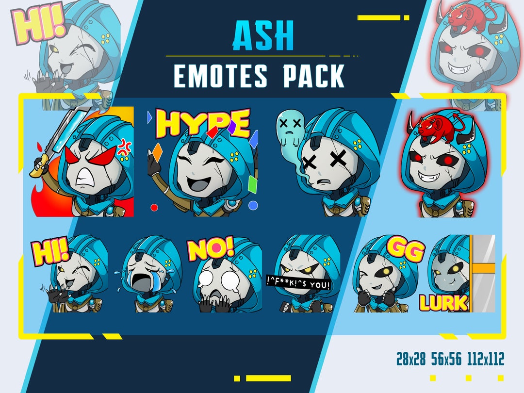 Ash Apex Legends Emotes, Twitch Emote Pack, Streamer Emotes, Youtube