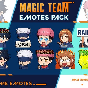 Emotes estáticos engraçados do JJK Anime Pack, JJK Twitch Emote Pack, Streamer Emotes, JJK Youtube Discord Emote Pack, Magic Team Anime Static Emotes