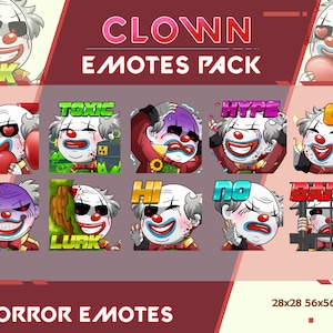 Clown Emotes Pack, Dead by Daylight Twitch Emotes, Streamer Emotes, Youtube Discord Emote Pack, Horror Clown Dbd Emotes