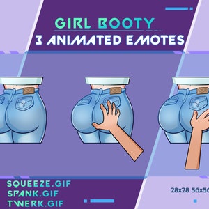 Girl Booty 3 Animated Emotes Twerk, Squeeze and Spank Animated Twitch Streamer Emotes, Youtube Discord Emote Pack, Emotes For Streamer