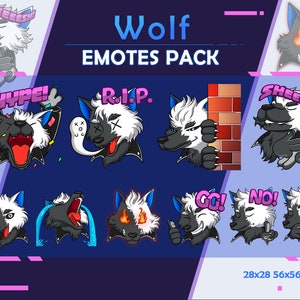 Wolf Emotes, Twitch Emote Pack, Streamer Emotes, Youtube Discord Emote Pack, Emotes For Wolf Lovers,  Wolf Emotes Pack