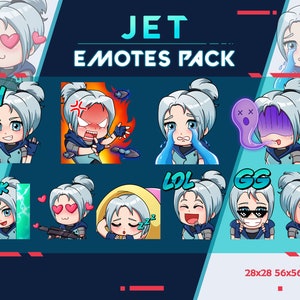 Jett Valorant Emotes: Twitch/Discord Streamer Emote Pack (Digital Download)