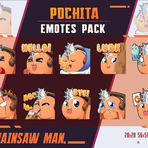 Pochita Chainsaw Man Emotes: Twitch/Discord Streamer Emote Pack (Digital Download)