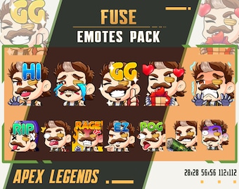 Fuse Apex Legends Emotes, Fuse Twitch Emotes Pack, Youtube Discord Emote Pack, Emotes For Streamer, Fuse Emotes For Apex Legends Gamer