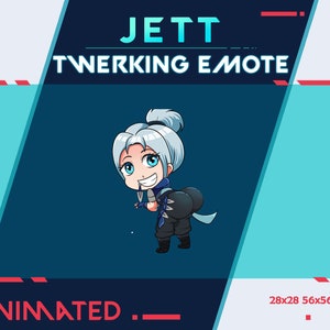 Jett Valorant Twerking Geanimeerde Emote, Jett Twerking Twitch Emote, Youtube Discord Geanimeerde Emote, Jett Valorant Dansende Twerking Emote