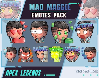 Mad Maggie Apex Legends Emotes Pack, Twitch, Discord, Youtube (Digital Download)