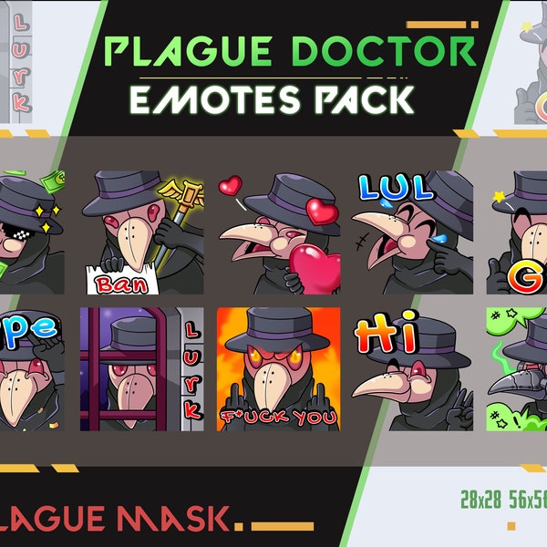 10x Doctor Plague Emotes Pack, Doctor Plague Twitch Emotes, Streamer Emotes, Youtube Discord Emote Pack, Doctor Plague Emotes