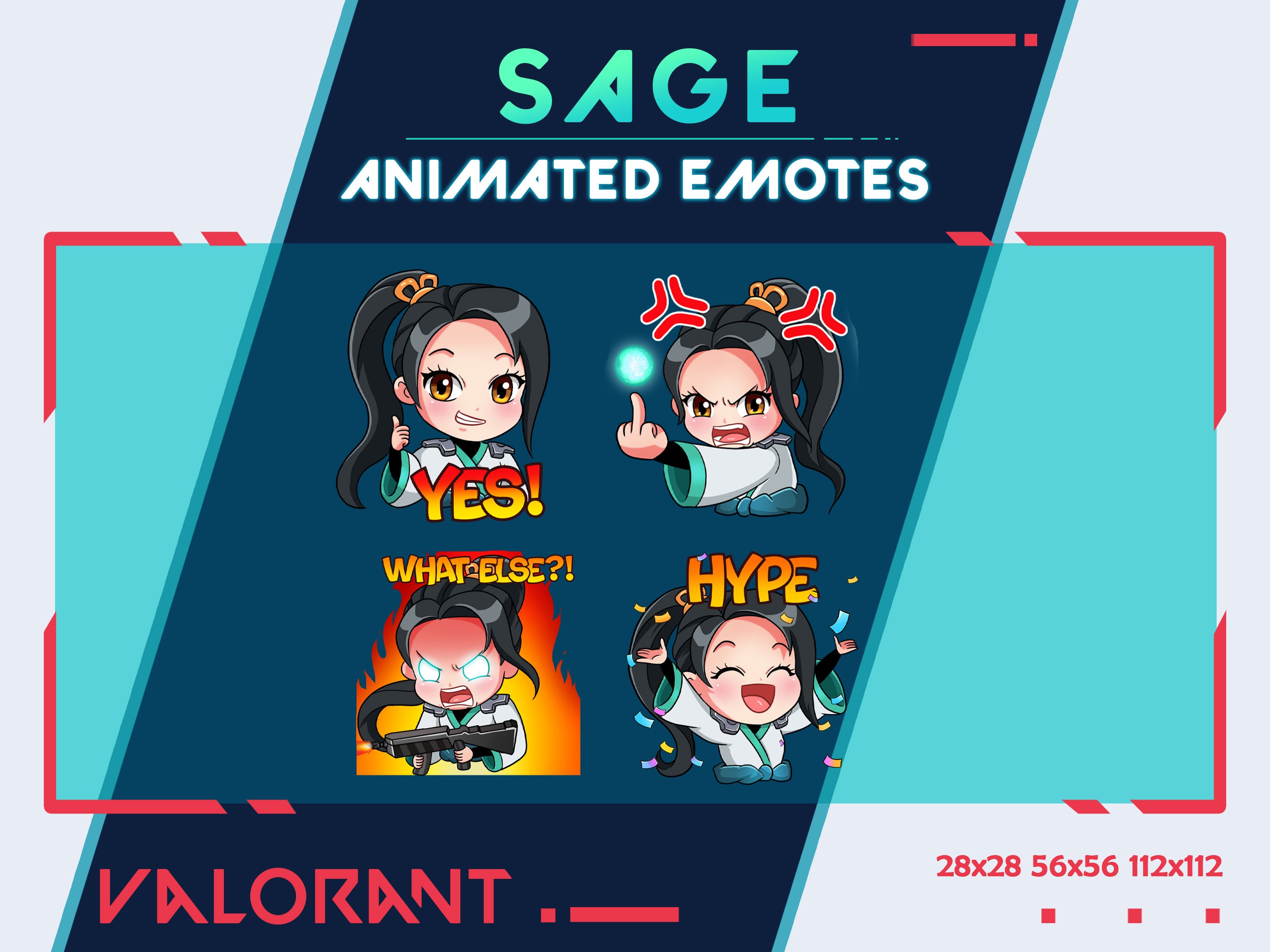 Sage Valorant Animated Emotes: Twitch/Discord Streamer Pack (Digital Download)