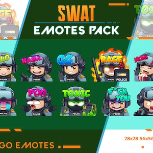 SWAT CSGO Emotes Pack: Twitch, YouTube, Discord Streamer Emotes (Digital Download)