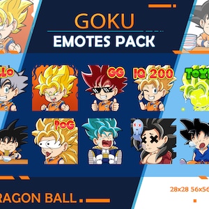 Funny Dragon Anime Pack Emotes, Goku Twitch Emote Pack, Streamer Emotes,  Dragon Youtube Discord Emote Pack, Goku Anime Static Emotes