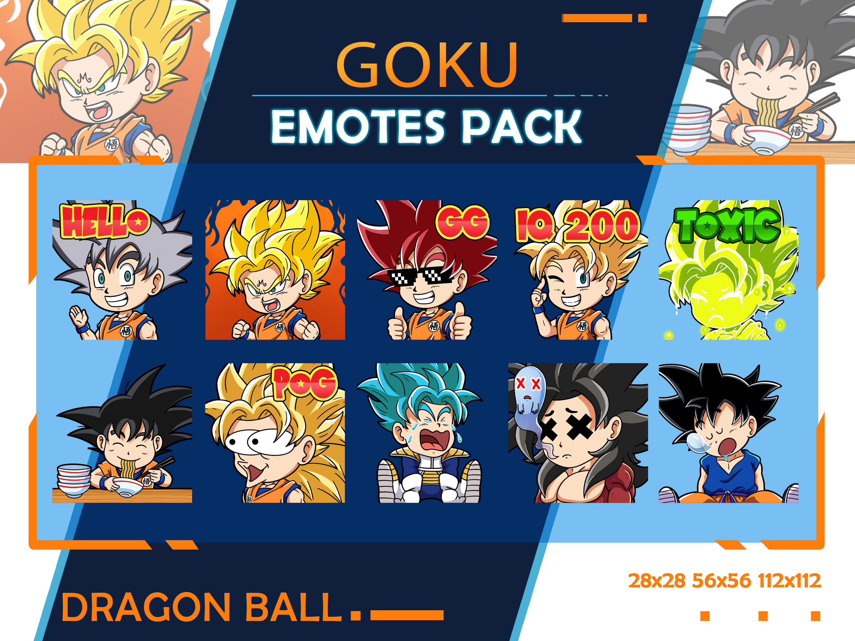 Funny Dragon Anime Pack Emotes, Goku Twitch Emote Pack, Streamer Emotes,  Dragon Youtube Discord Emote Pack, Goku Anime Static Emotes