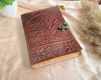 New Personalize Journal Notebook, Tree Of Life Handmade Paper Leather Sketchbook Diary Journal Unlined Pages Handmade Paper Diary Notebook&#39;s
