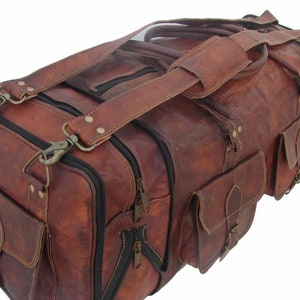 Men&#39;s Large 30&quot; Travel Bag Genuine Vintage Leather Duffel Luggage Sport Weekend, Leather Travel bag , Large Leather Travel duffle bag New