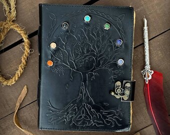 Handmade Leather Journal Notebook, Vintage Paper Leather Notebook Tree of life Notebook vintage leather journal For Men and Women Gift