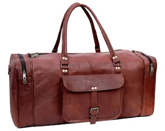 Vintage duffel bag, leather duffle bag, handmade leather weekender bag, personalized leather overnight bag, leather duffel bag men Women Bag