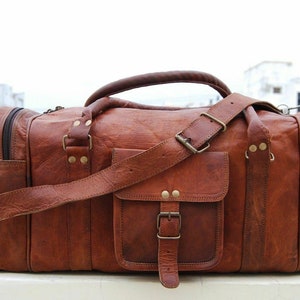 Leather Duffle Travel Bag For Men Genuine Leather Luggage Overnight Bag Vintage Men Weekend travel duffle retro bag New gift For Couple