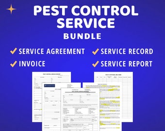 Pest Control Service Bundle, Agreement, Invoice, Service Record for Logbook, Service Report, Business Template