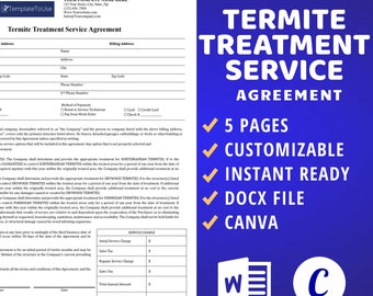 Termite Treatment Service Agreement Template, Pest Control Contract (Docx, Canva)