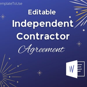 Independent Contractor Agreement, Editable Template, Customizable, Simple, Usable, Ready in 5mins, TemplateToUse