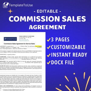 Contrato de venta a comisión, contrato de venta de servicios, contrato comercial, plantilla editable