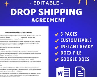Editable Drop Shipping Agreement Template, E-commerce Contract (Docx, Google Docs)