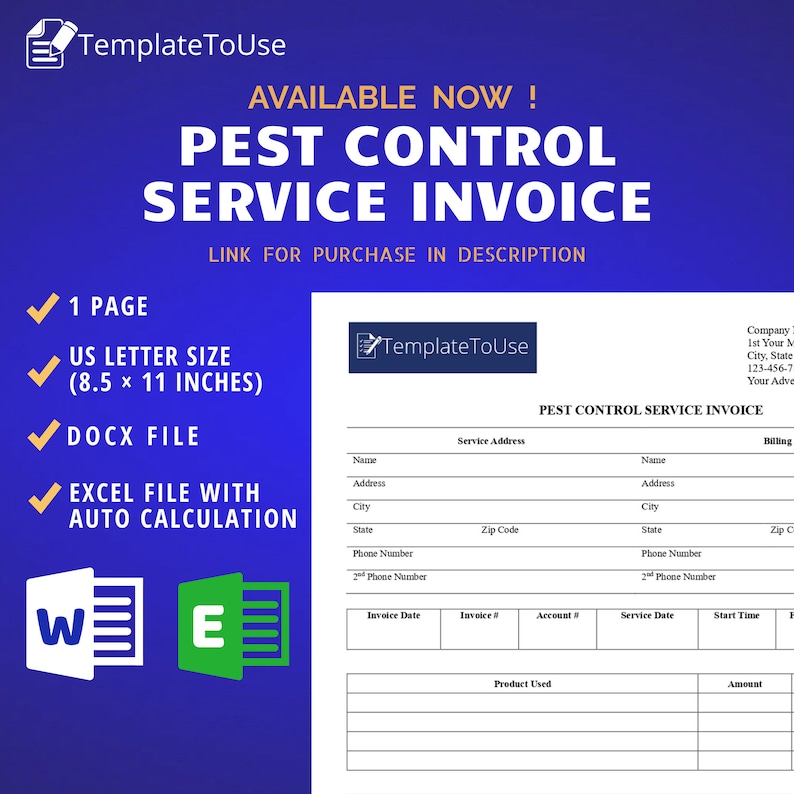 Pest Control Service Agreement for Your Pest Control Business, Editable