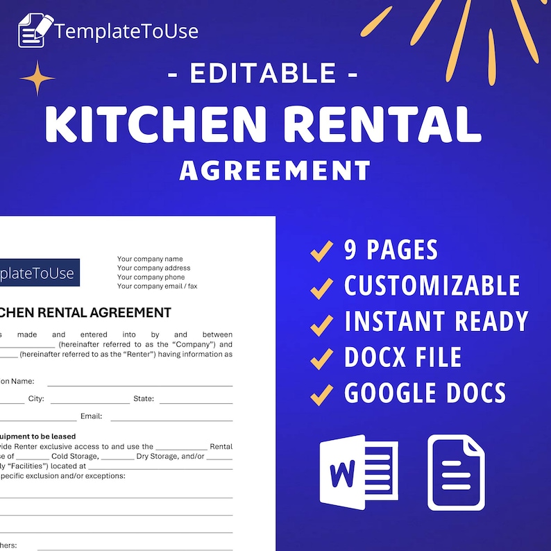 Emergency Kitchen Contract.pdf Kitchen Rental Agreement for Kitchen Facility Owners, Kitchen Use ...