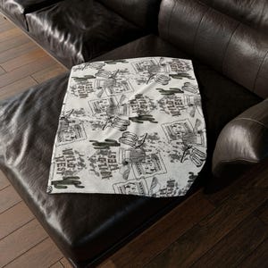Cobertor de cowboy, decoração de quarto de menino, manta macia para cama, decoração de berçário de rodeio, roupa de cama do sudoeste, presente de faroeste