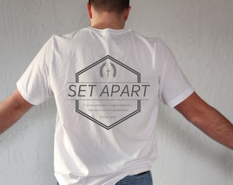 Camiseta cristã com versículo bíblico Set Apart 1 Pedro 2:9-10, você é uma geração escolhida, camiseta unissex missionária piedosa, roupa cristã escolhida