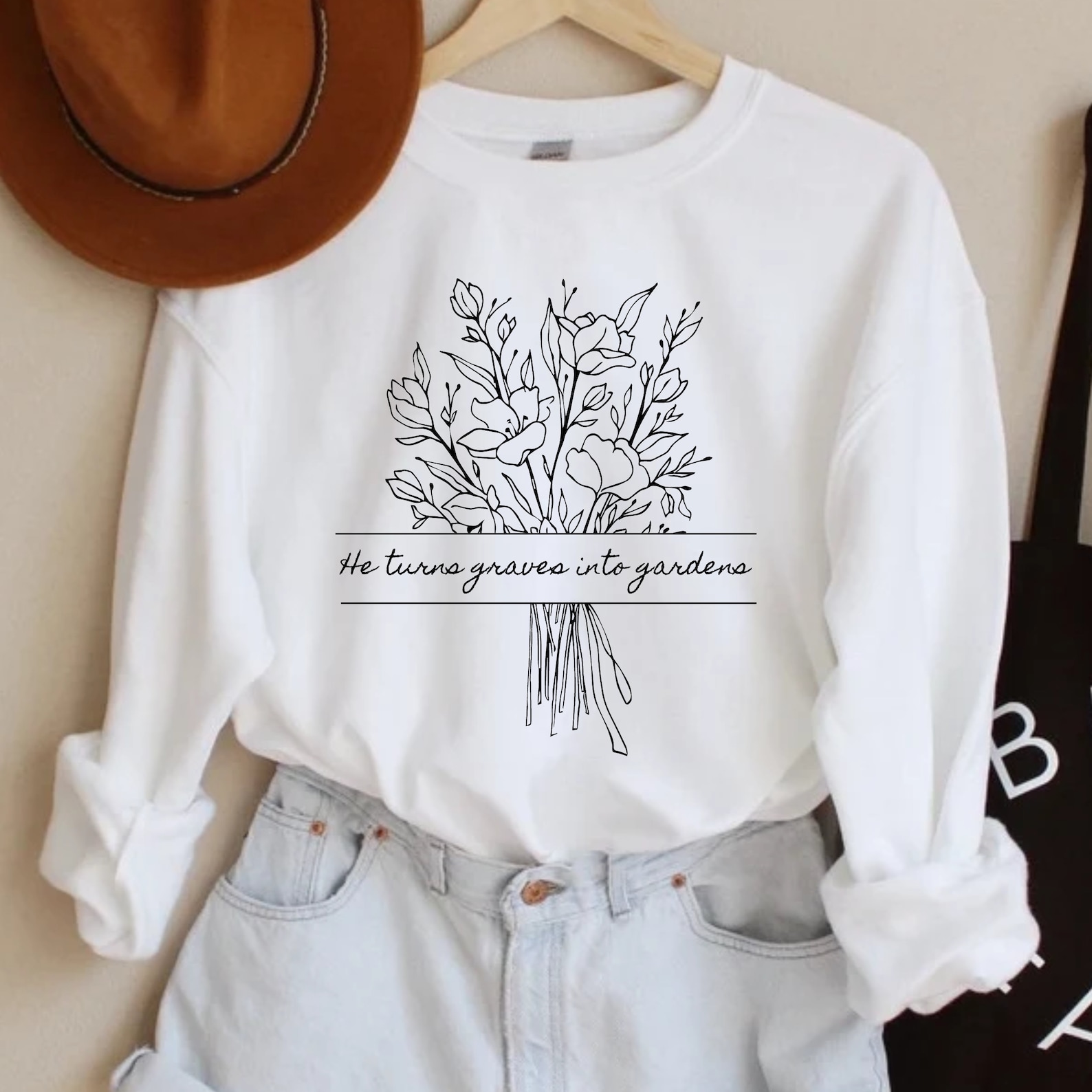 He Turns Graves Into Gardens Cotton Sweatshirt for Women Etsy