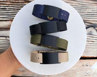 Nylon Strap Band Solid Color with Frequency Disc and Black Slider, Pain Relief Bands EMF/5G Protection